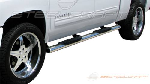 Steelcraft - Steelcraft 5" Oval Side Bars for Chevy/GMC (2001-13) Silverado/Sierra 1500 & (01-14) 2500/3500 Crew Cab (Black, Excl. 14 1500)