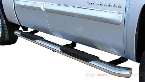 Steelcraft - Steelcraft 5" Oval Premium Side Bars for Chevy/GMC (2001-13) Silverado/Sierra 1500 & (01-14) 2500/3500 Crew Cab (Stainless, Excl. 14 1500)