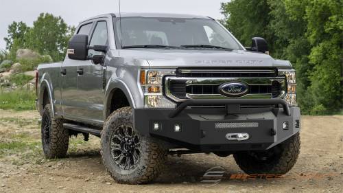 Steelcraft - Steelcraft Fortis Front Bumper for Ford (2017-20) F-550 & (17-22) F-250/350/450 (Textured Black, Hoop with light tabs)