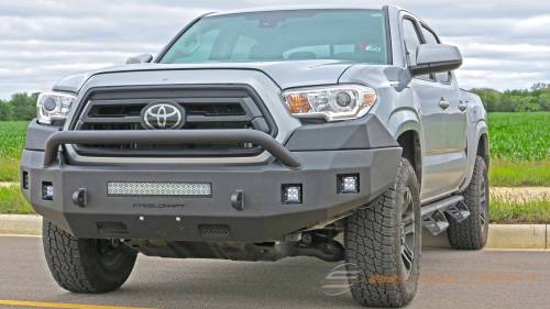 Steelcraft - Steelcraft Fortis Front Bumper for Toyota (2016-23) Tacoma (Textured Black, Hoop with light tabs)