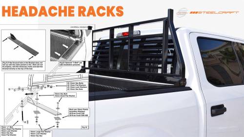 Steelcraft - Steelcraft Headache Rack for Ford (1999-16) F-250/350/450 & Nissan (2004-15) Titan (Black, Excl. All GM Full size, F150, Tundra. RAM)