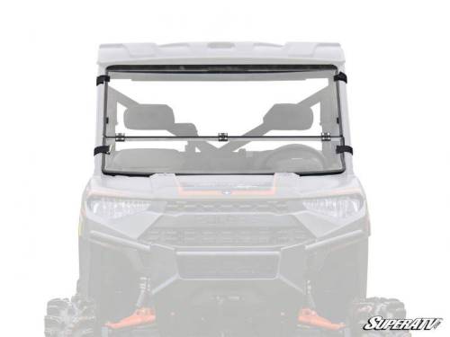 SuperATV - SuperATV Flip Down Windshield for Polaris (2020-24) Ranger 1000 (Standard Polycarbonate - Clear)