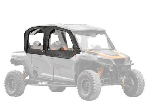 SuperATV - SuperATV Primal Soft Cab Enclosure Upper Doors for Polaris (2020-26) General XP 1000 (4 Seat, Standard Polycarbonate - Dark Tint Rear Windshield)