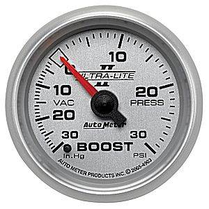 Autometer - Auto Meter Ultra Lite II Series, Boost/Vacuum Pressure 30" HG/30psi (Mechanical)