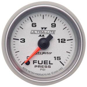 Autometer - Auto Meter Ultra Lite II Series, Fuel Pressure 0-15psi (Full Sweep Electric)