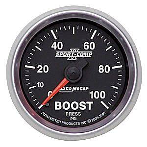 Autometer - Auto Meter Sport-Comp II Series, Boost Pressure 0-100psi (Mechanical)