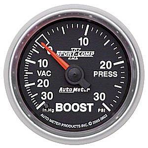 Autometer - Auto Meter Sport-Comp II Series, Boost/Vacuum Pressure 30" HG/30psi (Mechanical)