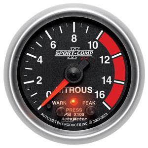 Autometer - Auto Meter Sport-Comp II Series, Nitrous Pressure 0-1600psi (Full Sweep Electric) w/ Warning