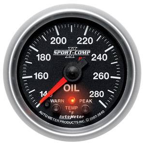 Autometer - Auto Meter Sport-Comp II Series, Oil Temperature 140*-280*F (Full Sweep Electric) w/ Warning