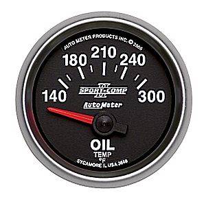 Autometer - Auto Meter Sport-Comp II Series, Oil Temperature 140*-300*F (Short Sweep Electric)