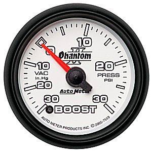 Autometer - Auto Meter Phantom II Series, Boost/Vacuum Pressure 30" HG/30psi (Full Sweep Electric)