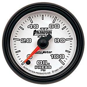 Autometer - Auto Meter Phantom II Series, Oil Pressure 0-100psi (Full Sweep Electric)