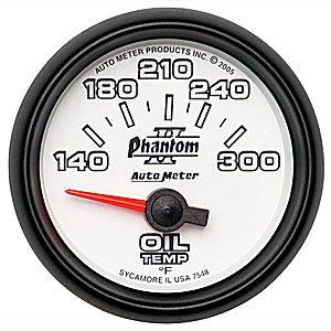 Autometer - Auto Meter Phantom II Series, Oil Temperature 140*-300*F (Short Sweep Electric)