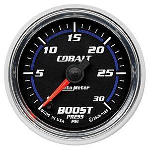 Autometer - Auto Meter Cobalt Series, Boost Pressure 0-30psi (Full Sweep Electric)