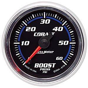 Autometer - Auto Meter Cobalt Series, Boost Pressure 0-60psi (Full Sweep Electric)