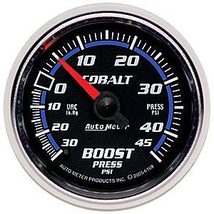 Autometer - Auto Meter Cobalt Series, Boost/Vacuum Pressure 30"HG/45psi (Mechanical)