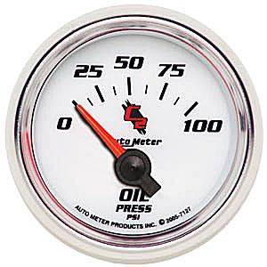 Autometer - Auto Meter C2 Series, Oil Pressure 0-100psi (Short Sweep Electric)