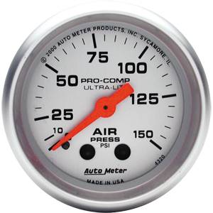 Autometer - Auto Meter Ultra Lite Series, Air Pressure 0-150psi (Mechanical)