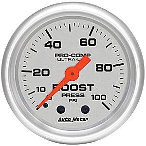 Autometer - Auto Meter Ultra Lite Series, Boost Pressure 0-100psi (Mechanical)