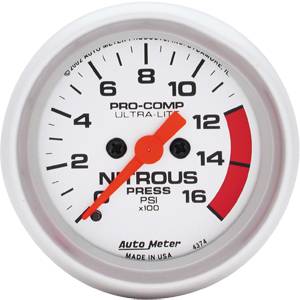 Autometer - Auto Meter Ultra Lite Series, Nitrous Pressure 0-1600psi (Full Sweep Electric)