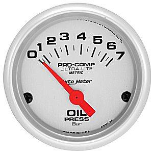 Autometer - Auto Meter Ultra Lite Series, Oil Pressure 0-7 BAR (Short Sweep Electric)