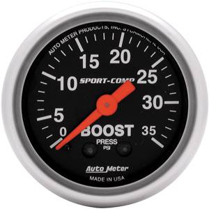 Autometer - Auto Meter Sport-Comp Series, Boost Pressure 0-35psi (Mechanical)