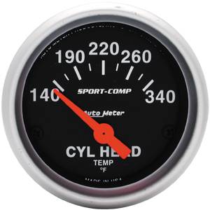 Autometer - Auto Meter Sport-Comp Series, Clinder Head Temperature 140*-340*F (Short Sweep Electric)