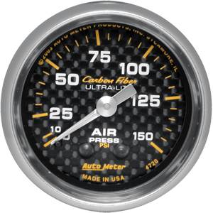 Autometer - Auto Meter Carbon Fiber Series, Air Pressure 0-150, (Mechanical)