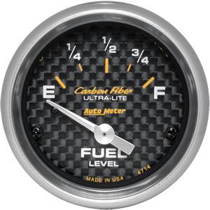 Autometer - Auto Meter Carbon Fiber Series, Fuel Level 0Î©s Empty /  90Î©s Full, (Short Sweep Electric)