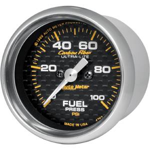Autometer - Auto Meter Carbon Fiber Series, Fuel Pressure 0-100 PSI (Full Sweep Electric)