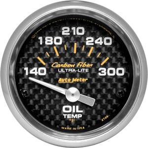 Autometer - Auto Meter Carbon Fiber Series, Oil Temperature 140 -300 deg. F (Short Sweep Electric)