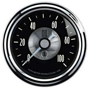 Autometer - Auto Meter Prestige Series, Black Diamond, Oil Pressure 0-100psi (Mechanical)