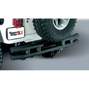 Rugged Ridge Double Tube Rear Bumper with Hitch, 3 Inch (1955-86) Jeep CJ Models