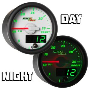 MaxTow Gauges - MaxTow White Double Vision Boost Pressure Gauge, 35psi - Image 2