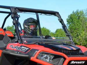 SuperATV - Polaris RZR XP Turbo Scratch Resistant Polycabonate Clear, Flip Windshield (2016-18) **With Ride Command** - Image 5