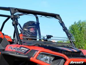 SuperATV - Polaris RZR XP Turbo Scratch Resistant Polycabonate Clear, Flip Windshield (2016-18) **With Ride Command** - Image 3