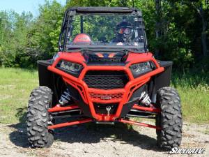 SuperATV - Polaris RZR XP Turbo Scratch Resistant Polycabonate Clear, Flip Windshield (2016-18) **With Ride Command** - Image 2