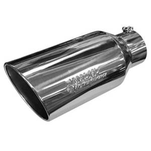 Diamond Eye 5"-7"x 18" Angle Exhaust Tip, T-304 Stainless, Single Wall Rolled Edge, Logo Embossed