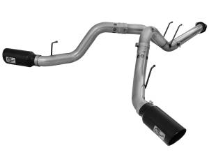 aFe - aFe 4" DPF Back Dual Exhaust Kit, Ford (2015-16) 6.7L Power Stroke, T-409 Stainless (w/ Black Tips) - Image 1