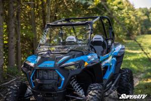 SuperATV - Polaris RZR XP Turbo Scratch Resistant Polycabonate Clear, Flip Windshield (2019) **With Ride Command** - Image 2