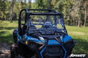 SuperATV - Polaris RZR XP Turbo Scratch Resistant Polycabonate Clear, Flip Windshield (2019) **With Ride Command** - Image 3