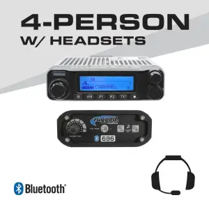 Rugged Radios 4-Person - 696 Complete Communication System - with Behind the head Ultimate Headsets 