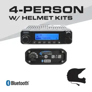 Rugged Radios 4-Person - 696 Complete Communication System - with Helmet Kits 