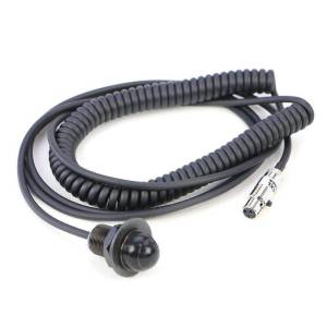 Rugged Radios Hole Mount Steering Wheel Push to Talk Cable (PTT) with Coil Cord for Intercoms 