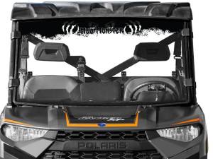 Polaris Ranger 1000 Full Windshield, Mud Monster Print (Scratch Resistant Polycarbonate) Clear