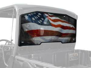 SuperATV - Can-Am Defender Rear Windshield, American Flag Print (Scratch Resistant Polycabonate-Clear) - Image 3
