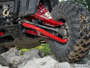SuperATV - Polaris RZR XP Turbo Sidewinder A-Arms—1.5" Forward Offset (Super Duty 300M Ball Joints) Red - Image 3