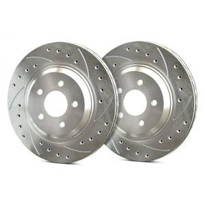 Holiday Super Savings Sale! - Diamond T Enterprises Sale Items - Diamond T Enterprises - Diamond T Drilled and Slotted Brake Rotors for Ford (2013-16) F-250 (2013-14) F-350 SRW Front Pair, Silver ZRC Coating