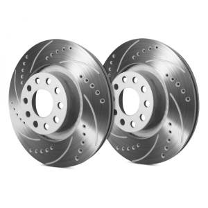 Diamond T Enterprises - Diamond T Drilled and Slotted Brake Rotors for Ford (2013-16) F-250 (2013-14) F-350 SRW Rear Pair, Silver ZRC Coating