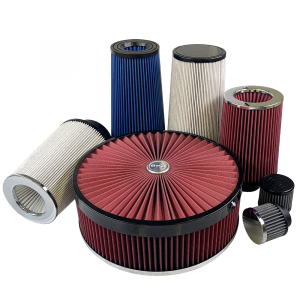 S&B Universal Air Filter , 8" Base x 7" Top x 6" Height, Black Rim with Power Stack, Traditional, Cleanable, Cotton, Red Oil